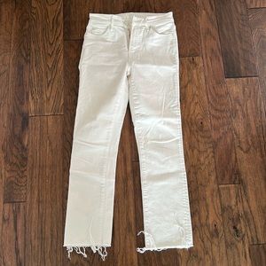 Mother Denim Cream sz 25 Rascal Crop Frayed